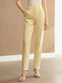 MOTF PREMIUM 編織高腰女士百褶西裝褲 - 黃色 - 查看 10