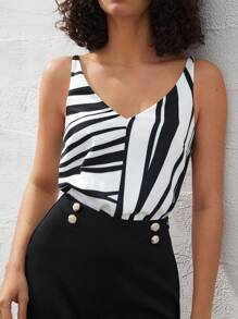 BizChic Women'S Striped Print Tank Top - Black - View 3