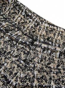 SHEIN Unity Plus Button Detail Plaid Tweed Skirt - Multicolor - View 7