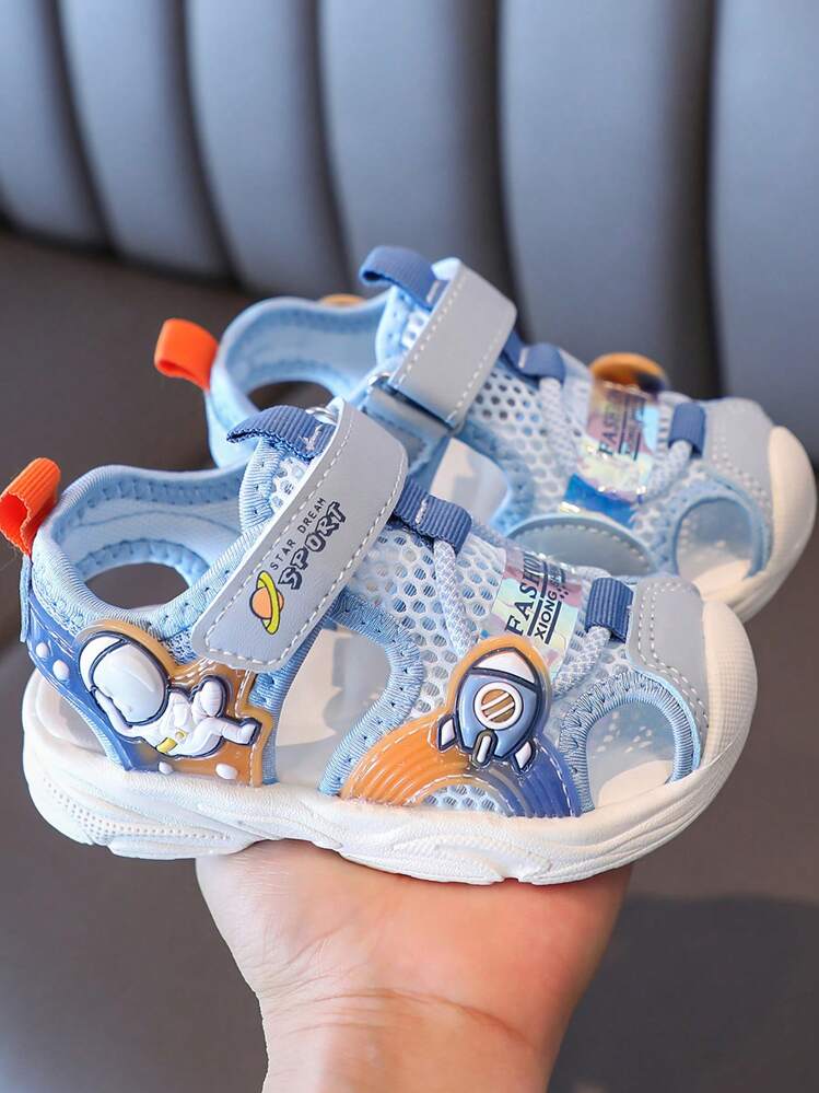 Chicos Sandalias deportivas cohete & astronauta con diseño de parche holográfico detalle de malla para exterior - Azul - Añade 1