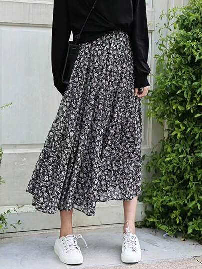 Women's Full Printed Floral Skirt