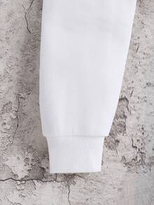 SHEIN 少女字母印花圓領毛絨上衣和運動長褲套裝 - 玫紅色 - 查看 6