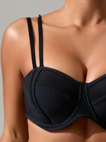 SHEIN Swim Conjunto de bikini para mujer con doble tirante de hombro, para boda y playa de verano