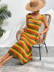 Breezaya Women's Striped Sleeveless Sweater Dress - Multicolor - View 5