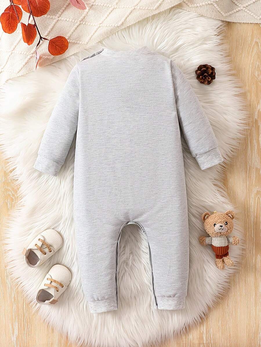 Baby Boy Colorblock Denim Effect Print Jumpsuit SHEIN USA