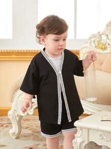 SHEIN 2入組春夏寶寶男童休閒日常穿著套裝 - 彩色 - 查看 4