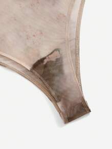 SHEIN EZwear Ladies' Tie-Dye Mesh Bodysuit - Apricot - View 3