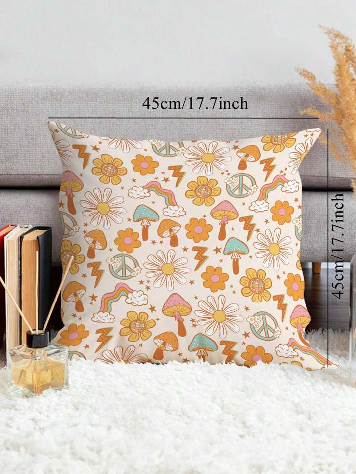 Skyy Designs Co Flower Mushroom Patterned Fashionable Decorative Throw  Pillow