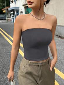 SHEIN EZwear Casual Off-Shoulder Crop Top For Women, Summer Suitable For Going Out