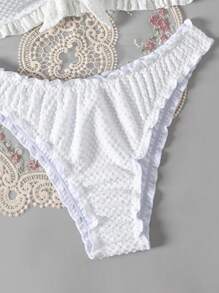 Swim Mod Summer Beach Women's Ruffle Bandeau Bikini Set