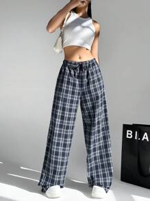 SHEIN EZwear 女式格子口袋长裤