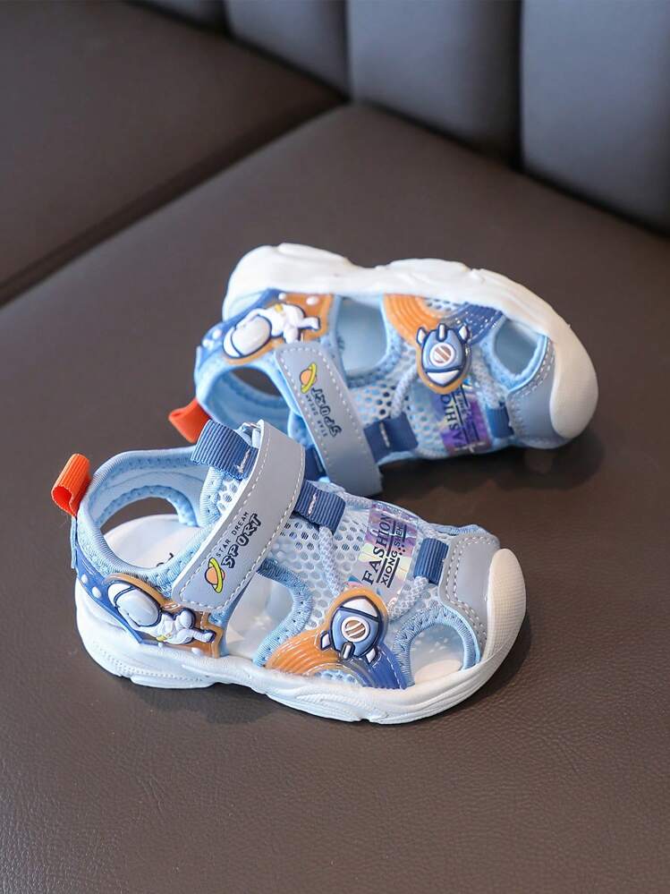 Chicos Sandalias deportivas cohete & astronauta con diseño de parche holográfico detalle de malla para exterior - Azul - Añade 2