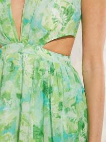 SHEIN Unity Summer Sexy Floral All Over Print Halter Neck Romper - Multicolor - View 5