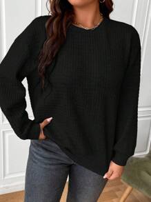 SHEIN LUNE Plus Button Detail Drop Shoulder Sweatshirt