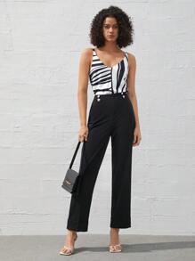 BizChic Women'S Striped Print Tank Top - Black - View 9