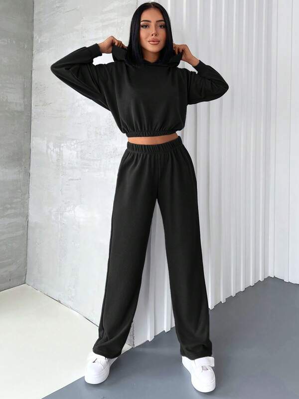 SHEIN Cottnline Women's Solid Color Casual Two-Piece Set