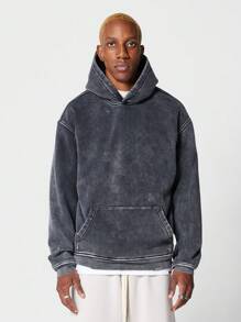 SUMWON Overhead Washed Hoodie With Brooklyn Graphic Print - Black - View 2