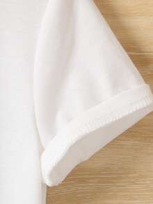 SHEIN Chàng trai trẻ Dễ thương Giải trí Phong cách đường phố Thể thao In Khẩu hiệu Áo thun Cho mùa xuân Và Mùa hè - trắng - Xem 4