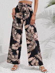 Breezaya Random Tropical Printed High Waisted Pants