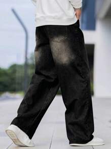 Manfinity Hypemode Men's Casual Straight Leg Jeans - Black - View 2