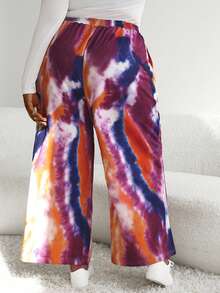 SHEIN CURVE+ 大碼紮染腰部抽繩衛褲 - 彩色 - 查看 2