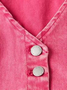 SHEIN Essnce Kích thước lớn Của phụ nữ Giải trí Không tay Gầy Denim Áo vest Với Mở Mặt trước - Hồng - Xem 3