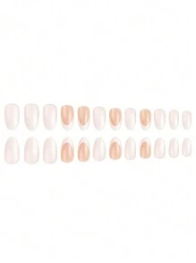 ROMWE 24pcs/Set White French Style Removable Full Cover False Nails - White - View 2