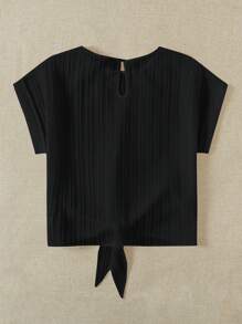 Soleia Women's Solid Color Tie Front Shirt