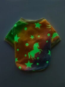 PETSIN (With Luminous Effect) Rainbow Gradient Illuminating Stars & Unicorn Patterned Fleece Without Hat, 1 Pc - Multicolor - View 3