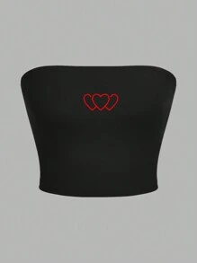 SHEIN EZwear 3 chiếc áo hai dây ngắn in hình trái tim dành cho nữ, ngày lễ tình nhân - Nhiều màu - Xem 3