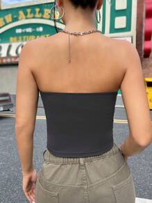 SHEIN EZwear Casual Off-Shoulder Crop Top For Women, Summer Suitable For Going Out