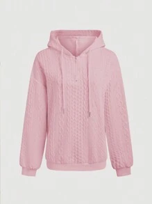 INAWLY Women'S Textured Hooded Sweatshirt,Long Sleeve Tops Graduation,Back To School Outfits,Graduation,Teacher Outfits For Women,Back To School Pullover Fall Outfit - Pink - View 3