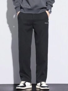 Pantalones De Hombre Con Letras Impresas - Negro - Ver 3