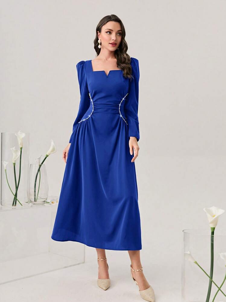 Modelyn Sweetheart Neck Puff Sleeve Ruched Front Formal Dress Long Evening  Dresses | SHEIN USA