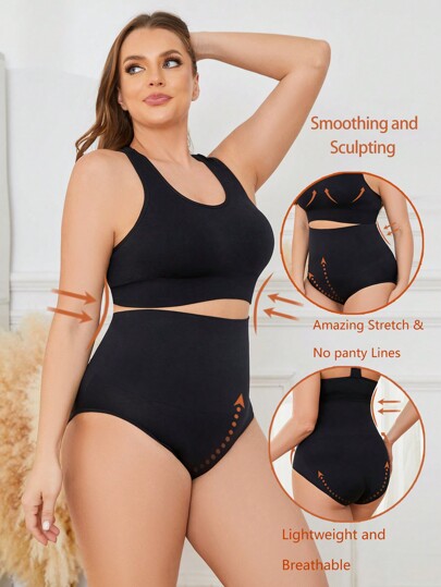 Plus Size Women's Solid Color Body Shaping Underwear Set