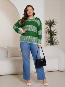 Flirla Plus Pull Bicolore Épaule tombante