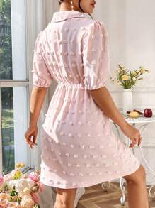 Chiquease Của phụ nữ Ngắn Ống tay áo Váy sơ mi - Màu Hồng baby - Xem 2