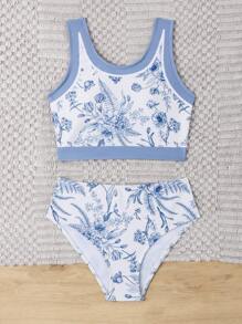Tween Girl Floral Printed Bikini Set - Multicolor - View 4