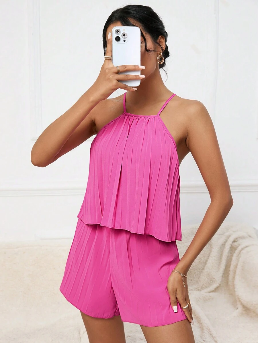 Aveloria Sleeveless Pleated Women'S 2-Piece Set - Hot Pink - View 1