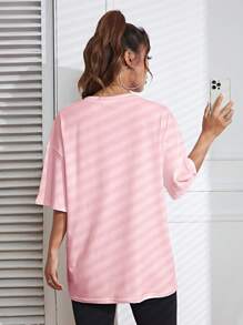 INAWLY Women's Cartoon Printed Drop Shoulder T-Shirt Graphic Tees Women Tops