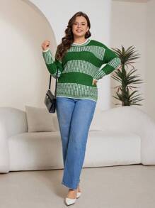 Flirla Plus Pull Bicolore Épaule tombante