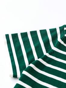 Flirla Suéter de punto de manga corta a rayas talla grande para otoño e invierno - Multicolor - Ver 4