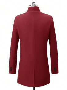 Manfinity Homme 男士單排釦長袖大衣 - 中紫紅色 - 查看 2