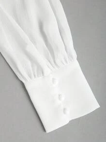 Sweetra Women's V-Neck Long Sleeve Blouse - White - View 5