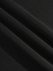 SHEIN EZwear 女款標語印花抽繩連帽抓絨套頭運動衫 - 黑色 - 查看 6