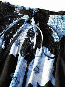 SHEIN LUNE Plus Size Flower Printed Pants For Summer Fall Cloth For Women