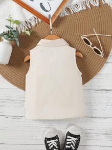 Baby Girl Casual Sleeveless Vest, Simple Design Jacket For Spring - Apricot - View 2