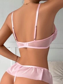 Ladies' Sexy Lace Underwear Set With Steel Ring