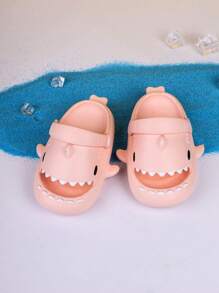1 Pair Kids' Comfortable Cartoon Shark Design Casual Slip-On Beach/Indoor Breathable Sandals, Summer - Pink - View 1