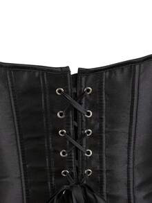 大码女式纯色抹胸上衣，新年派对，情人节假日束身胸衣黑色夏季 - 黑色 - 查看 5